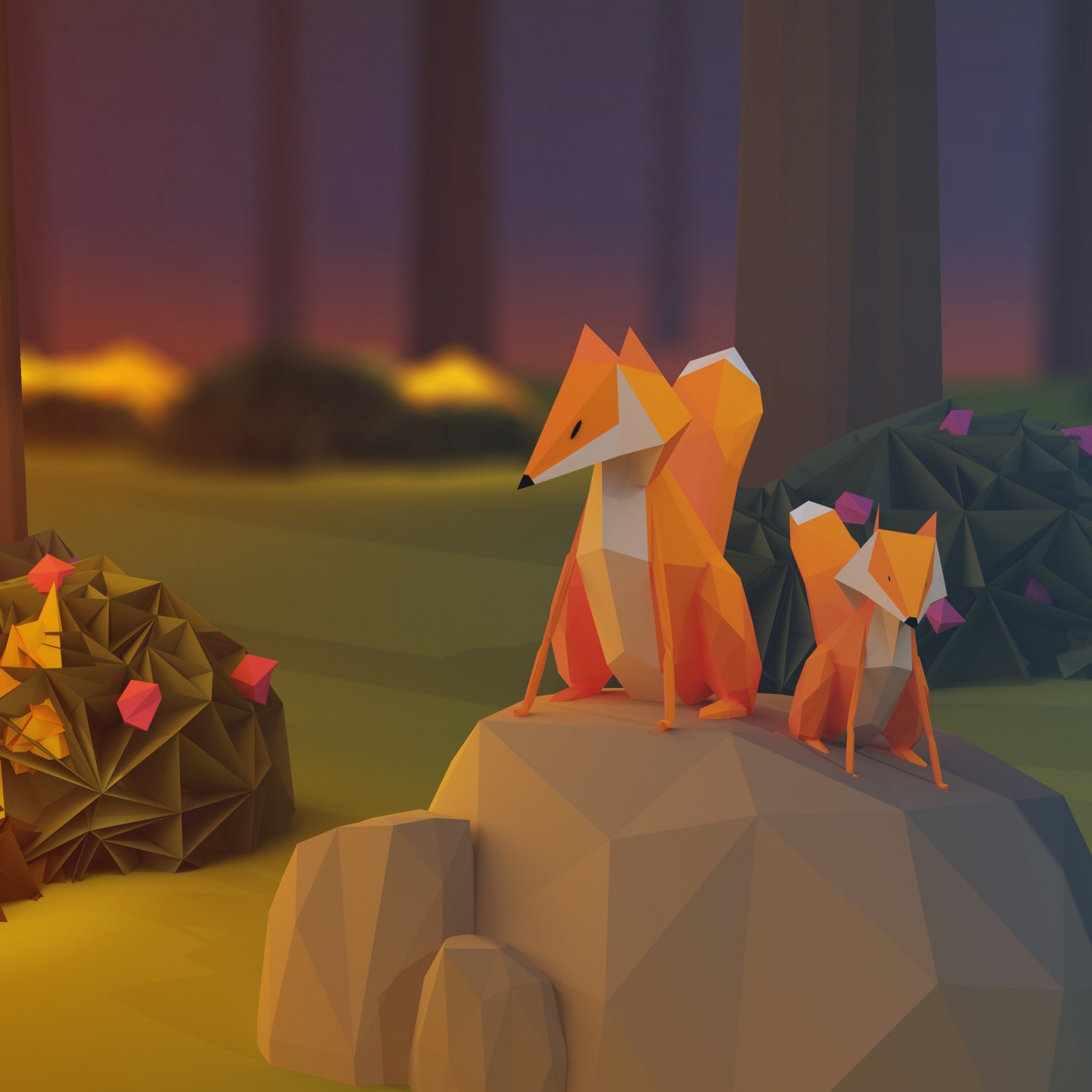 Low Poly Foxes Wallpaper for Google Nexus 9