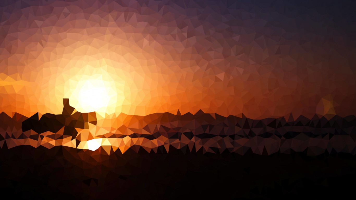 Low Poly Sunset Wallpaper for Desktop 1366x768