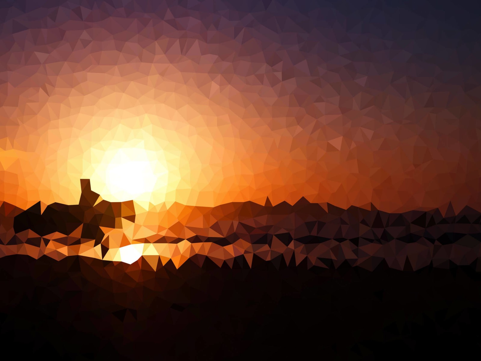 Low Poly Sunset Wallpaper for Desktop 1600x1200