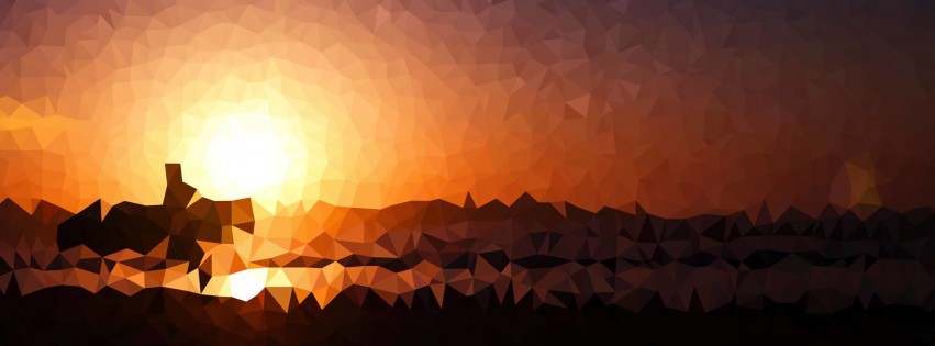 Low Poly Sunset Wallpaper for Social Media Facebook Cover