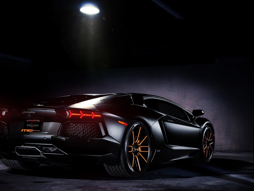 Matte Black Lamborghini Aventador on Vellano wheels Wallpaper for Desktop 1024x768