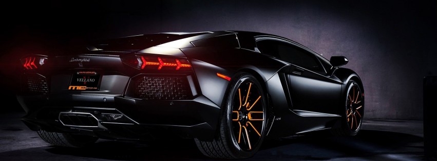 Matte Black Lamborghini Aventador on Vellano wheels Wallpaper for Social Media Facebook Cover