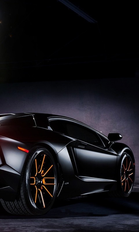Matte Black Lamborghini Aventador on Vellano wheels Wallpaper for SAMSUNG Galaxy S3 Mini