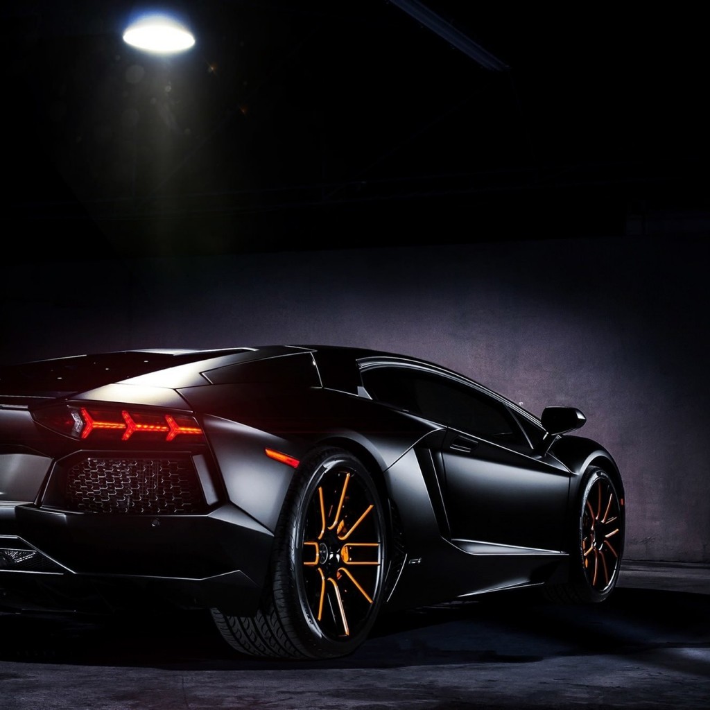 Matte Black Lamborghini Aventador on Vellano wheels Wallpaper for Apple iPad 2