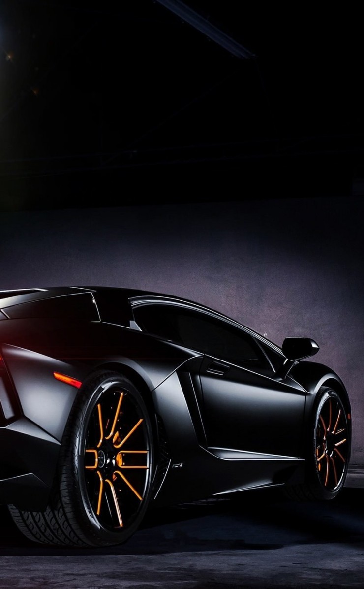 Matte Black Lamborghini Aventador on Vellano wheels Wallpaper for Apple iPhone 4 / 4s