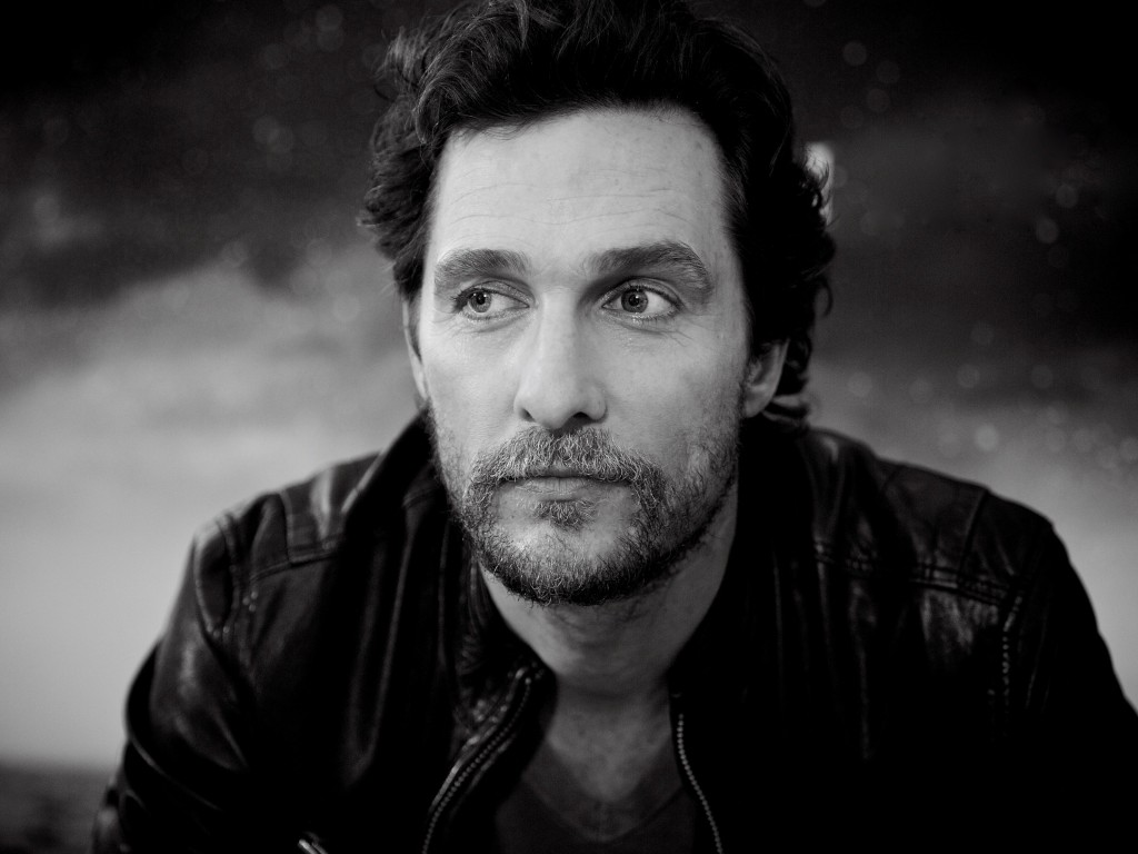 Matthew McConaughey Black & White Portrait Wallpaper for Desktop 1024x768