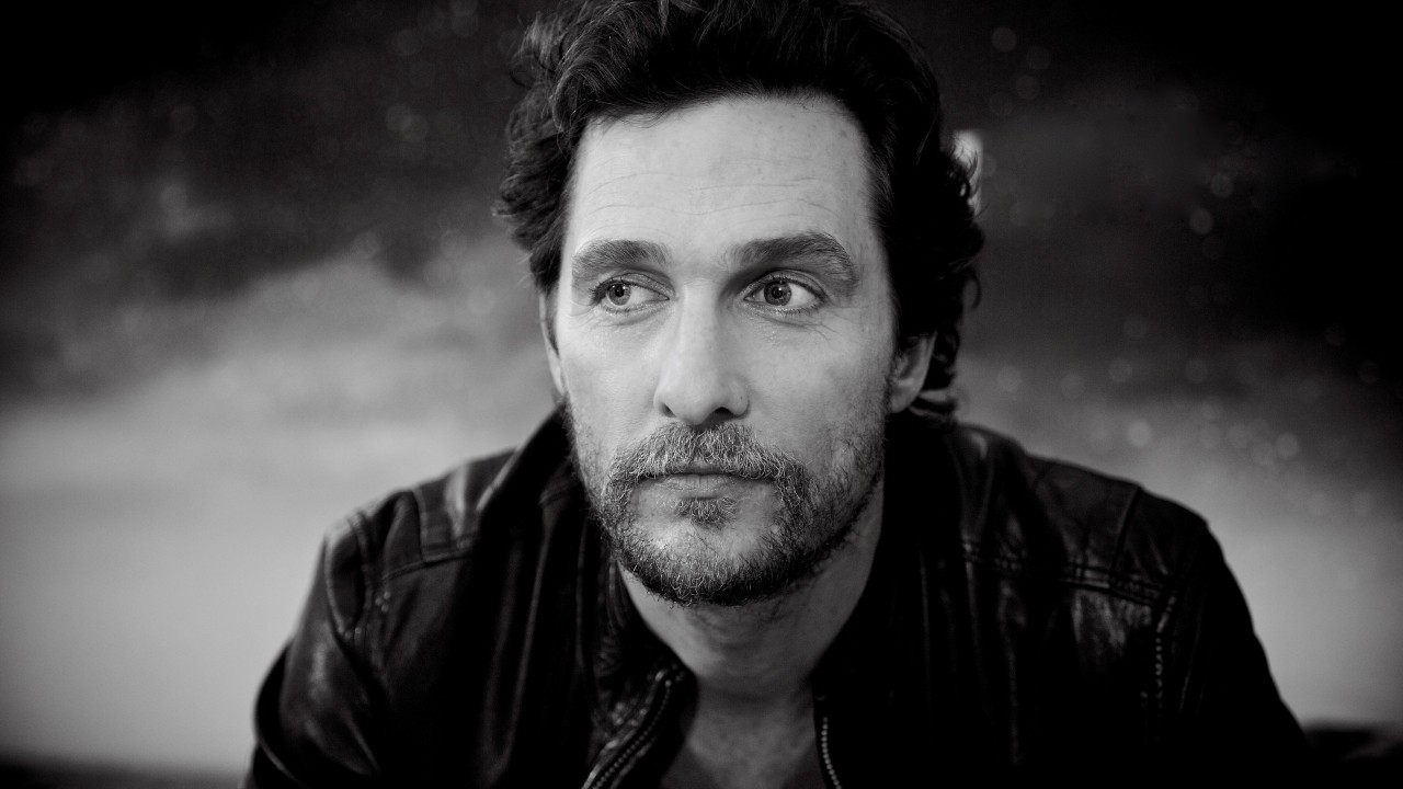 Matthew McConaughey Black & White Portrait Wallpaper for Desktop 1280x720