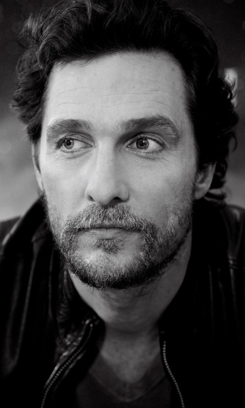 Matthew McConaughey Black & White Portrait Wallpaper for SAMSUNG Galaxy S3 Mini