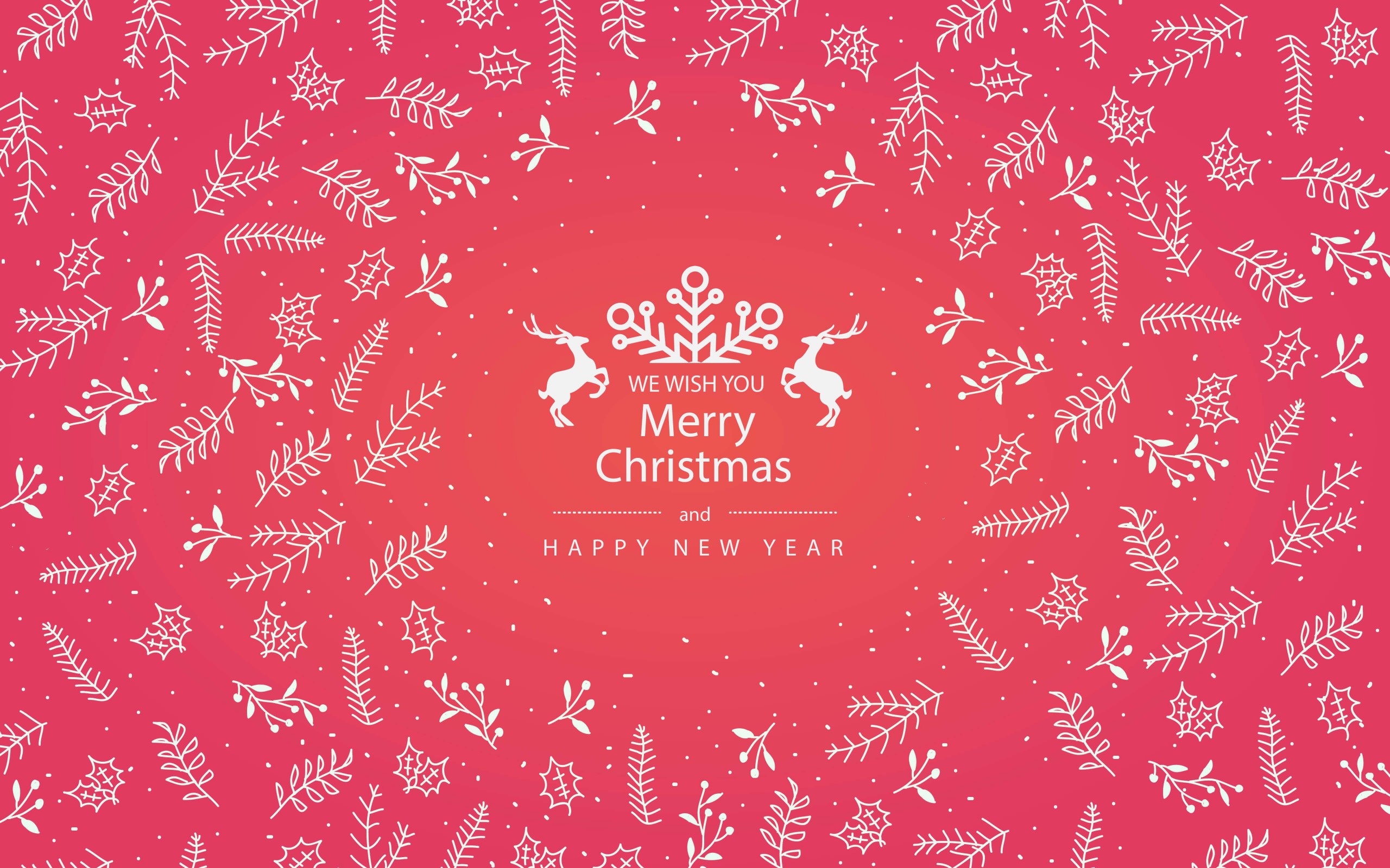 Merry Christmas Floral Wallpaper for Desktop 2560x1600