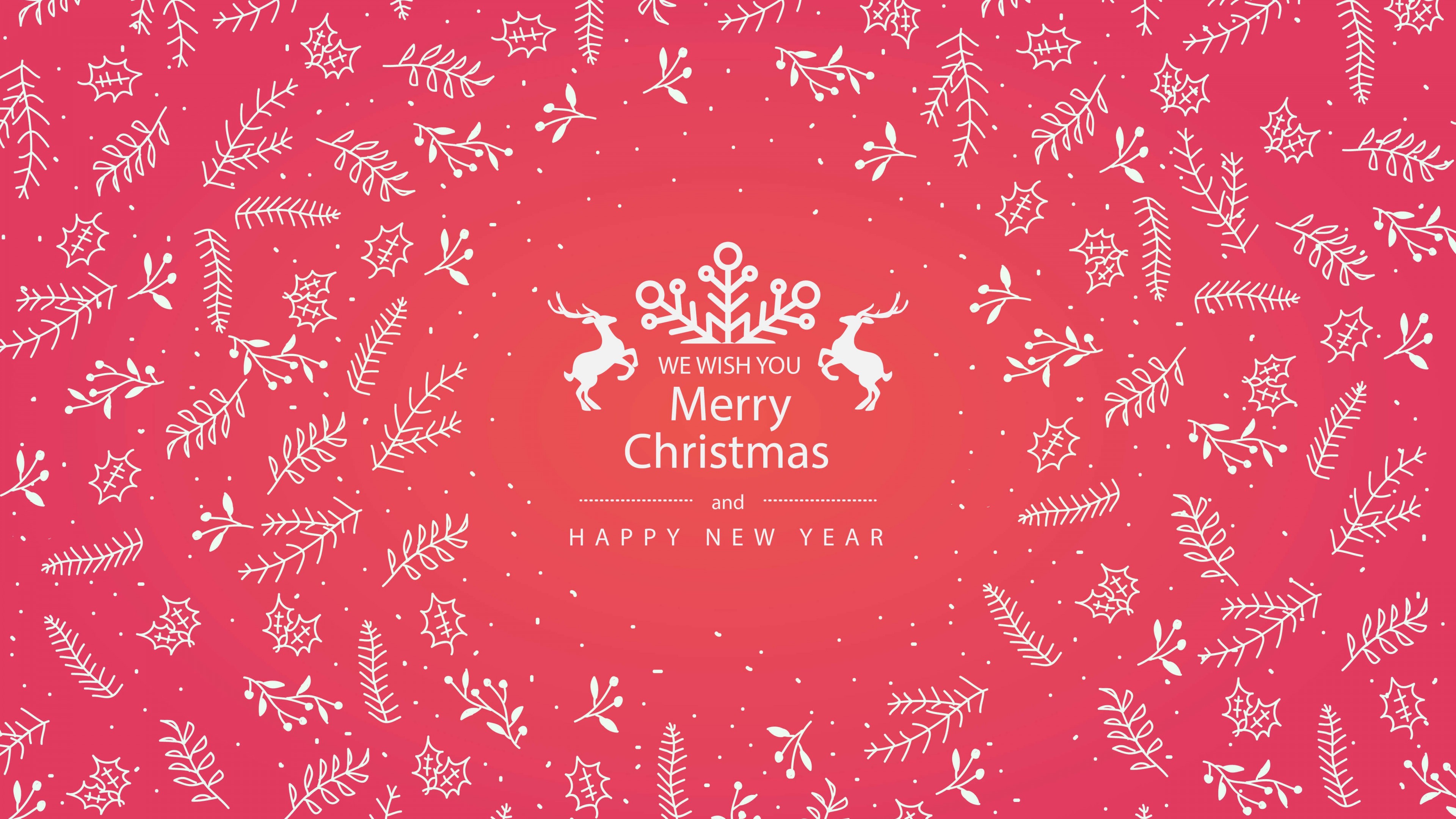Merry Christmas Floral Wallpaper for Desktop 4K 3840x2160