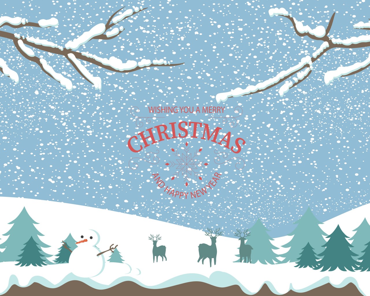 Merry Christmas Illustration Wallpaper for Desktop 1280x1024