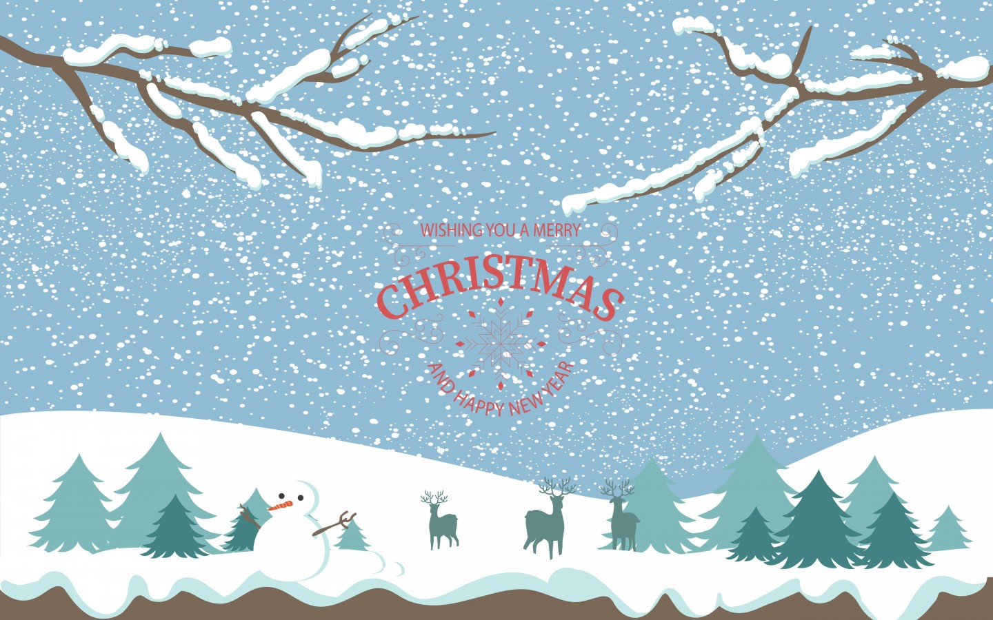 Merry Christmas Illustration Wallpaper for Desktop 1440x900