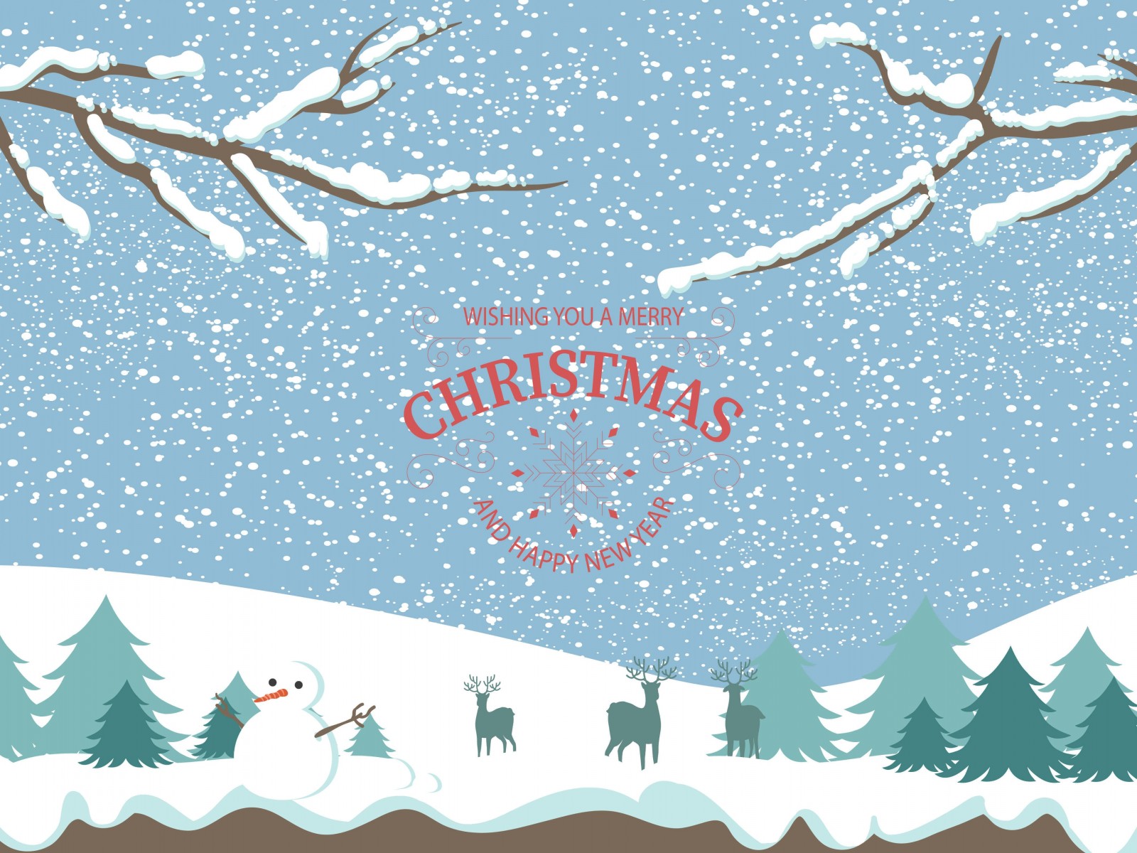 Merry Christmas Illustration Wallpaper for Desktop 1600x1200