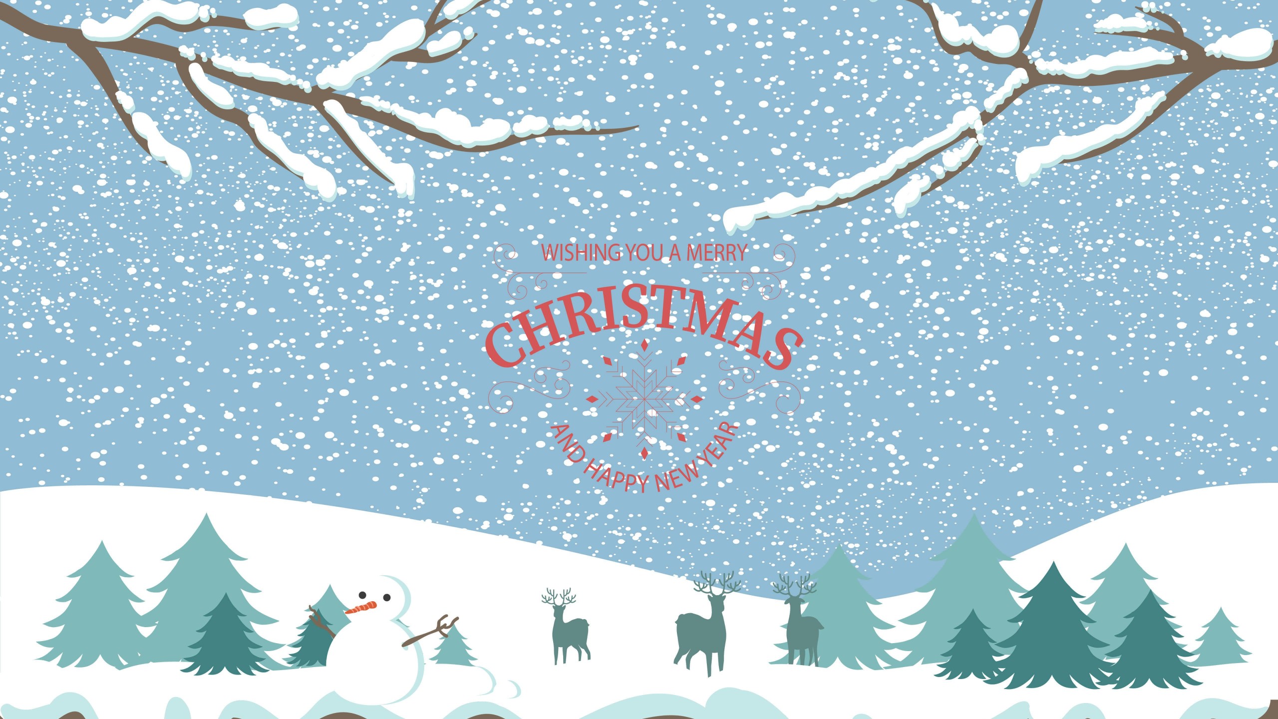 Merry Christmas Illustration Wallpaper for Desktop 2560x1440