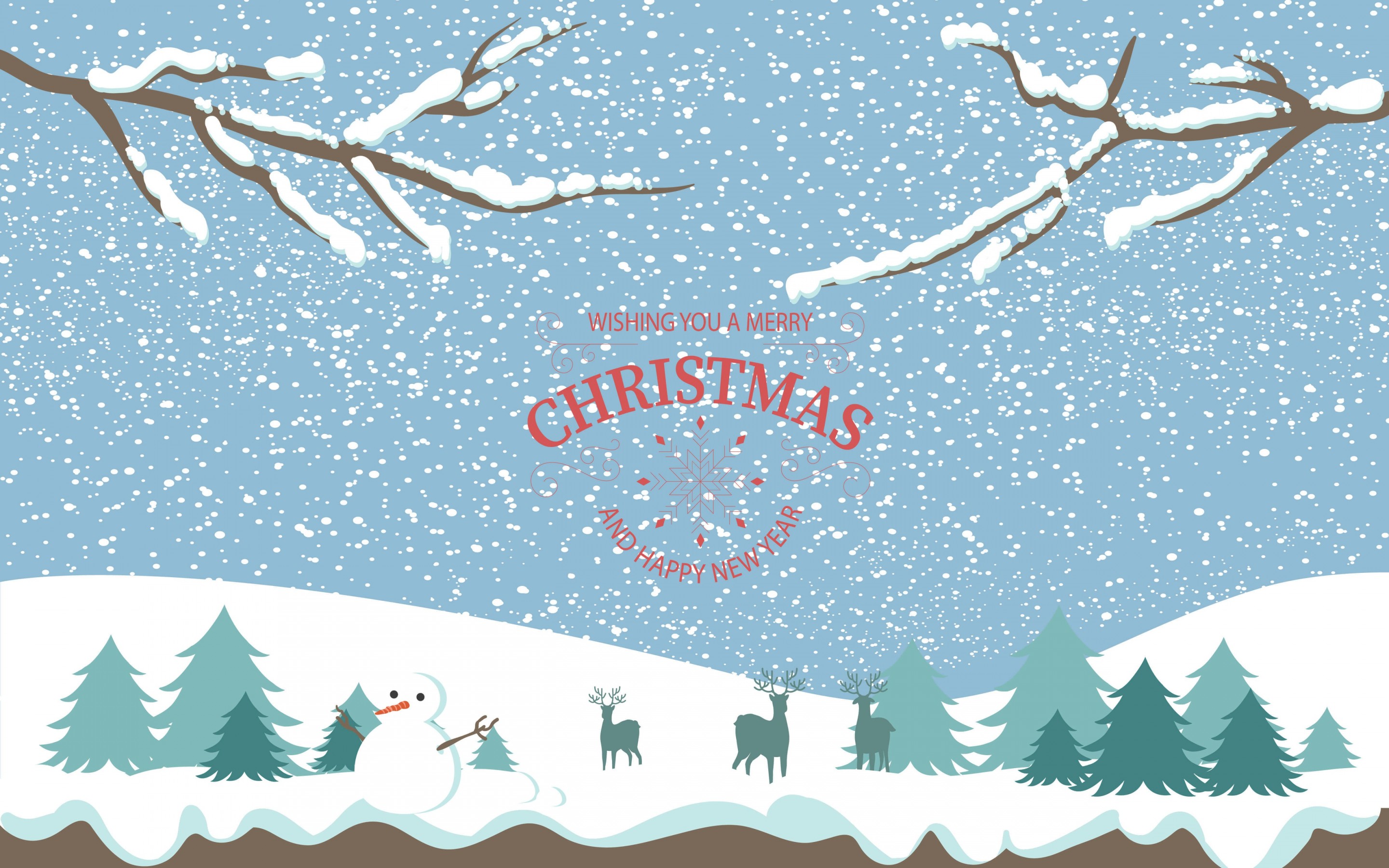 Merry Christmas Illustration Wallpaper for Desktop 2880x1800