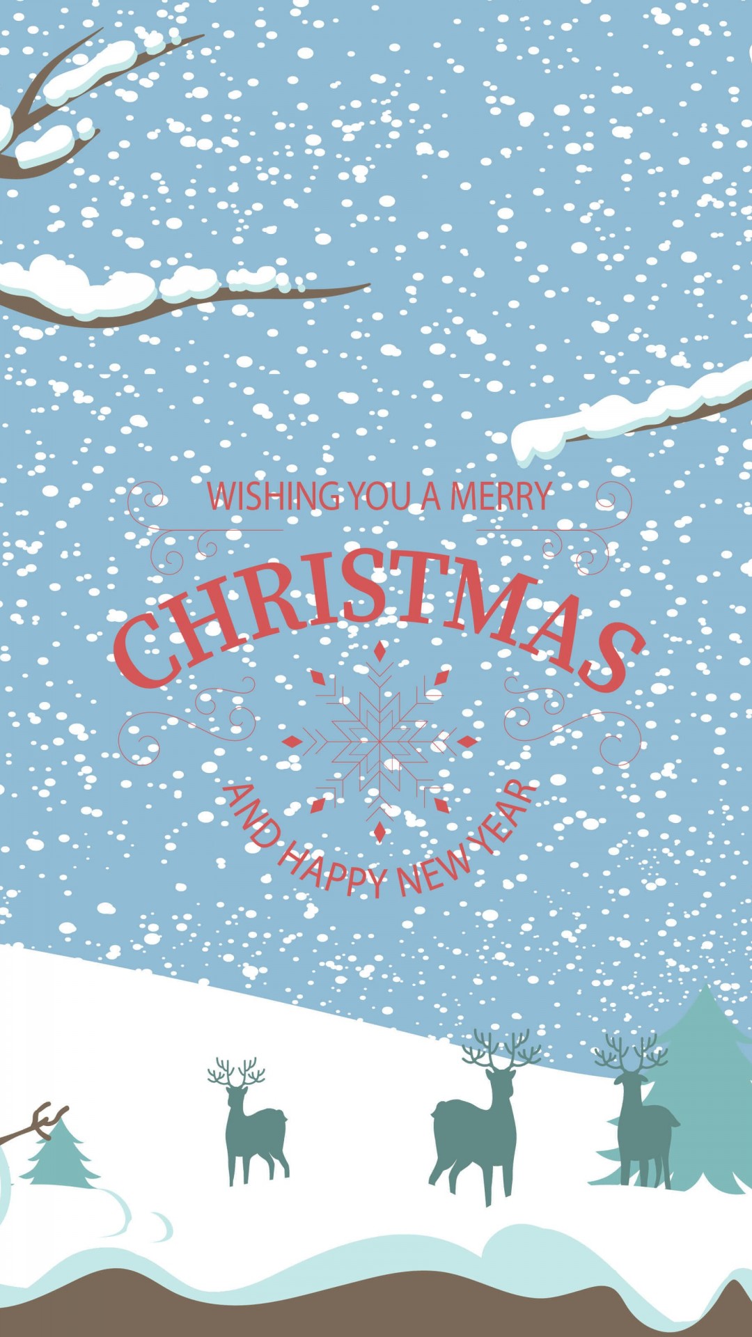 Merry Christmas Illustration Wallpaper for SAMSUNG Galaxy S4