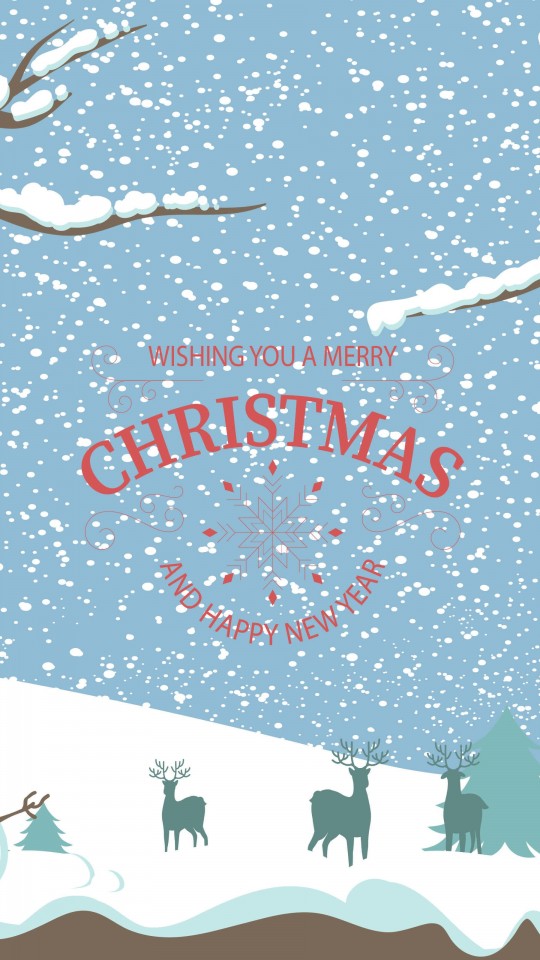Merry Christmas Illustration Wallpaper for SAMSUNG Galaxy S4 Mini