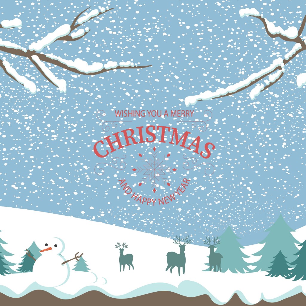 Merry Christmas Illustration Wallpaper for Apple iPad