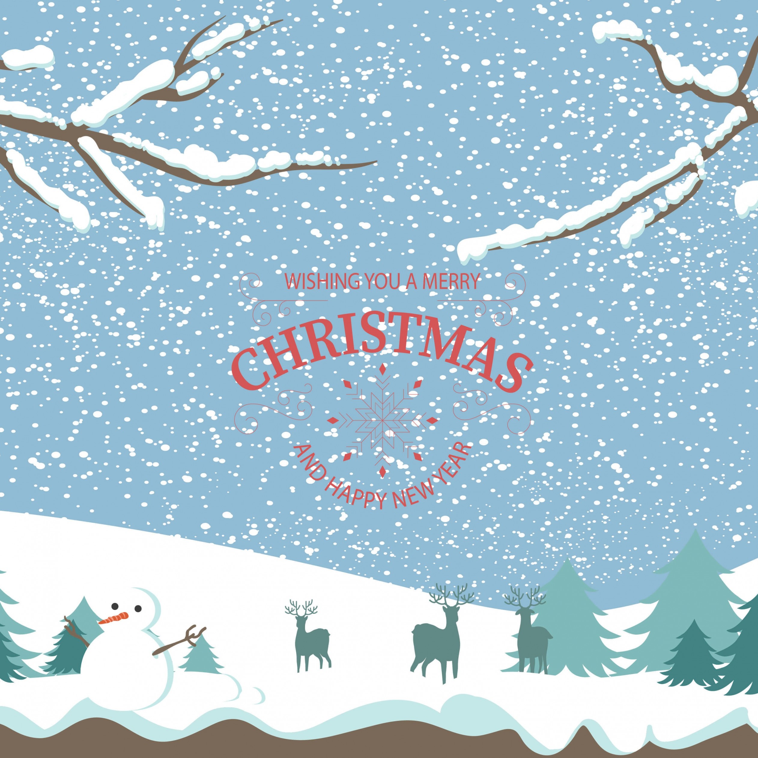 Merry Christmas Illustration Wallpaper for Apple iPad Air