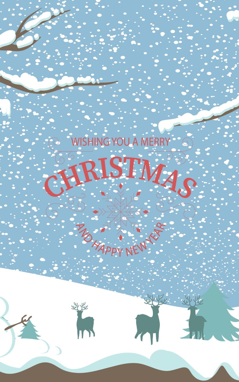 Merry Christmas Illustration Wallpaper for Amazon Kindle Fire HD