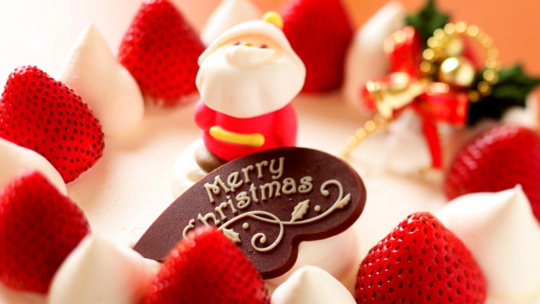 Merry Christmas Strawberry Dessert Wallpaper for Social Media Google Plus Cover