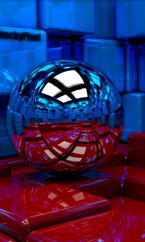 Metallic Sphere Reflecting The Cube Room Wallpaper for SAMSUNG Galaxy S3 Mini