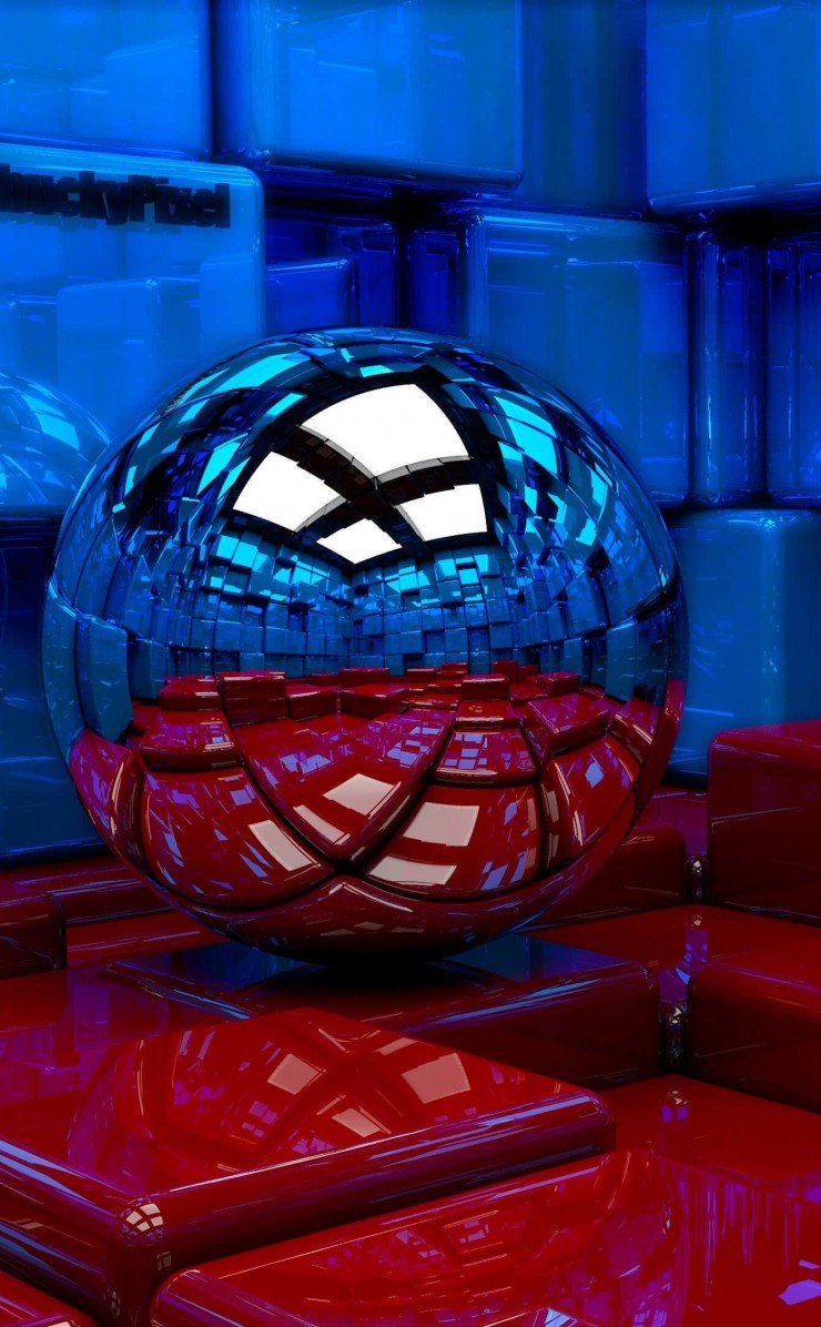 Metallic Sphere Reflecting The Cube Room Wallpaper for Apple iPhone 4 / 4s