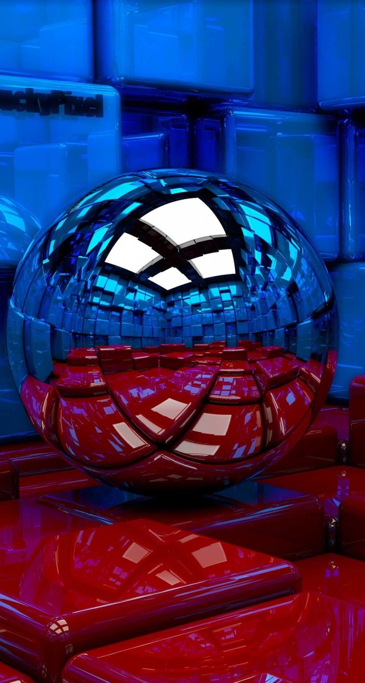 Metallic Sphere Reflecting The Cube Room Wallpaper for Apple iPhone 5 / 5s