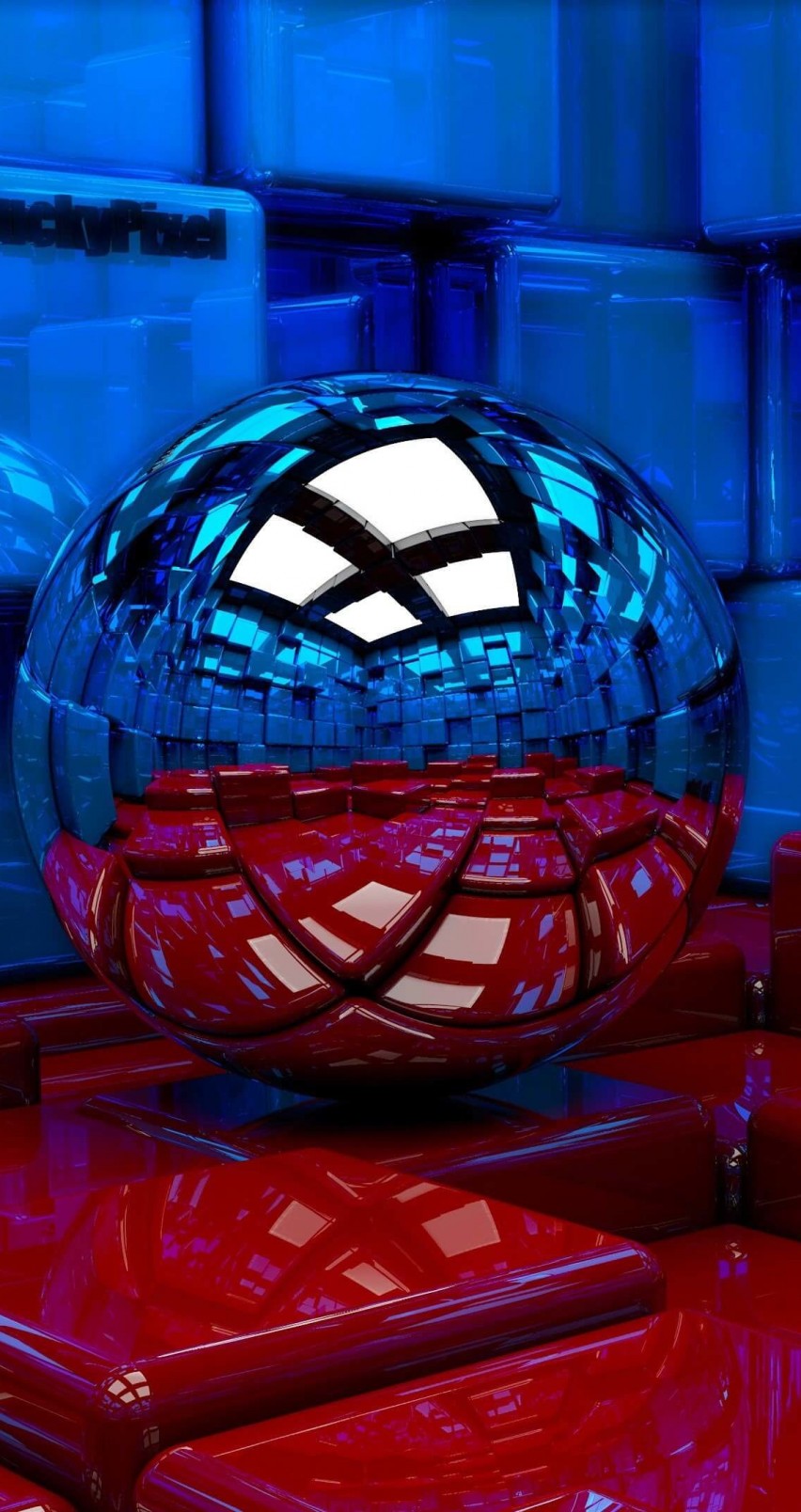 Metallic Sphere Reflecting The Cube Room Wallpaper for Apple iPhone 6 / 6s