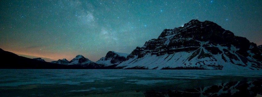 Milky Way over Bow Lake, Alberta, Canada Wallpaper for Social Media Facebook Cover