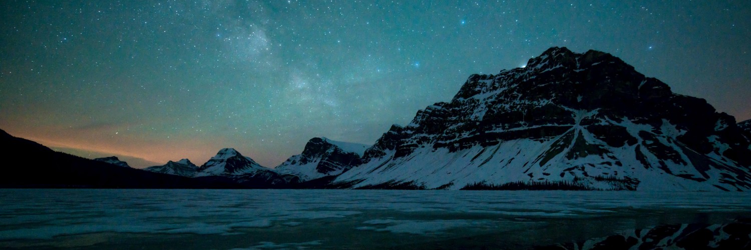 Milky Way over Bow Lake, Alberta, Canada Wallpaper for Social Media Twitter Header