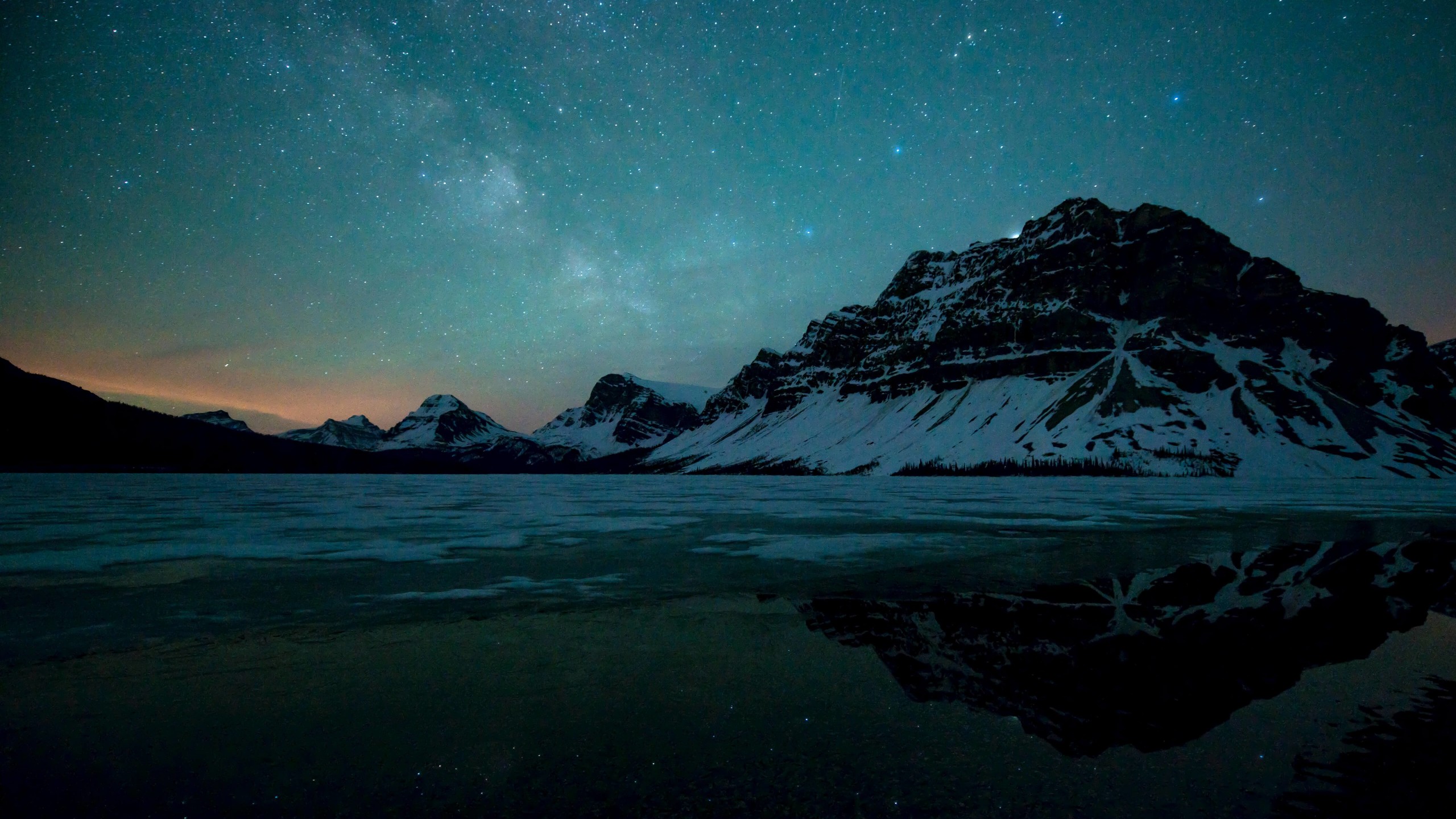 Milky Way over Bow Lake, Alberta, Canada Wallpaper for Social Media YouTube Channel Art