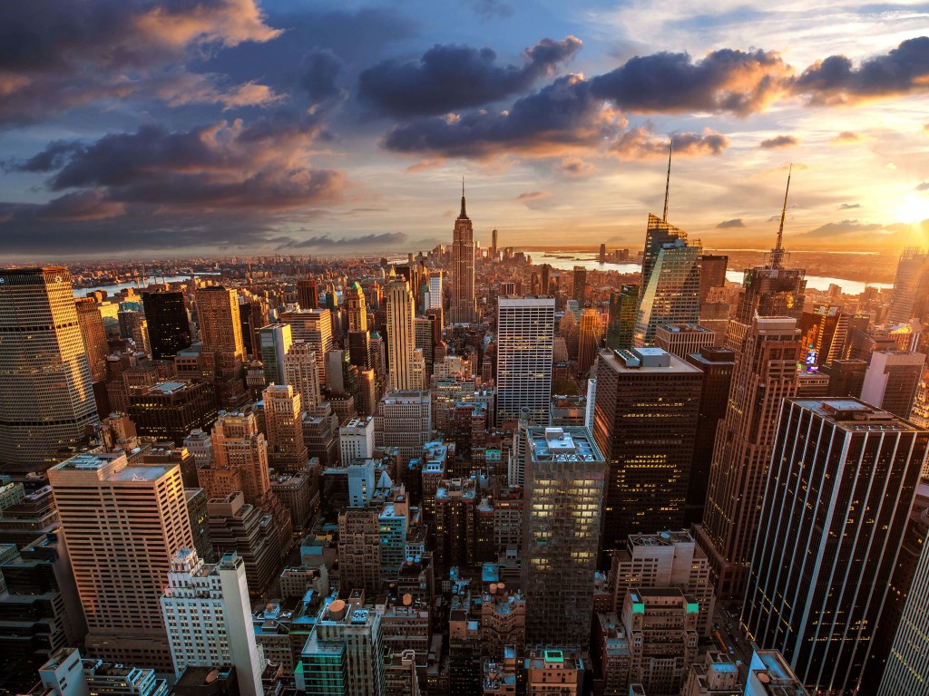 New York City Skyline At Sunset Wallpaper for Desktop 1024x768