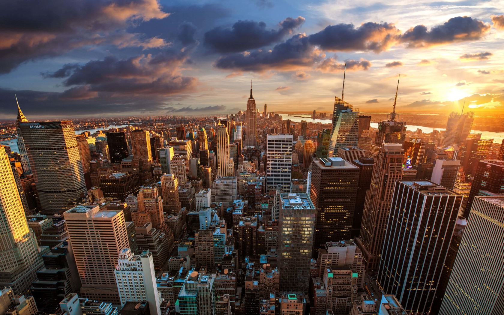 New York City Skyline At Sunset Wallpaper for Desktop 1680x1050