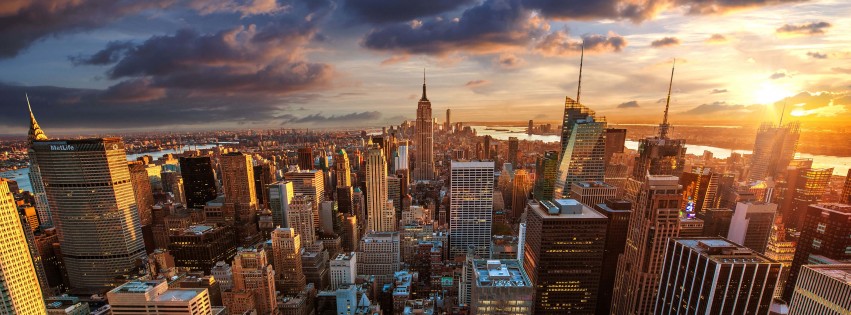 New York City Skyline At Sunset Wallpaper for Social Media Facebook Cover