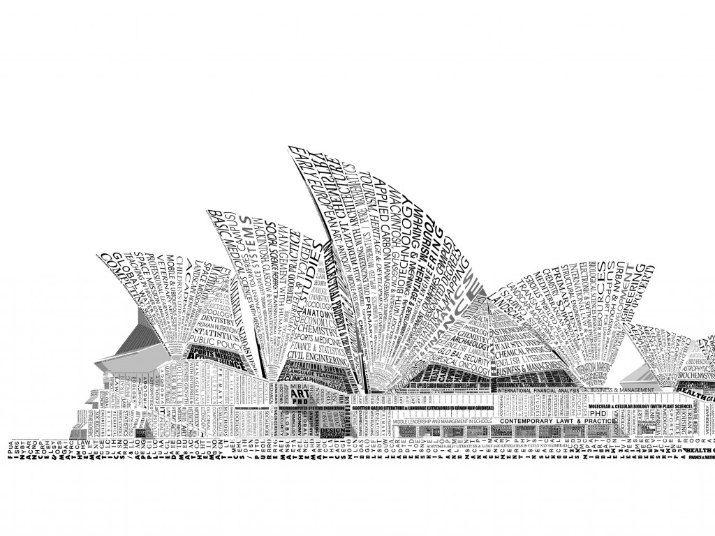 Opera House Sydney Typography Wallpaper for Desktop 1024x768
