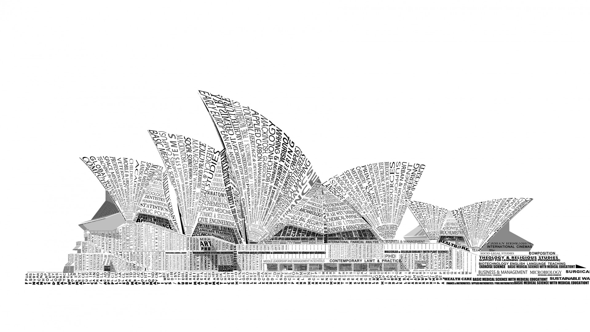 Opera House Sydney Typography Wallpaper for Desktop 1920x1080