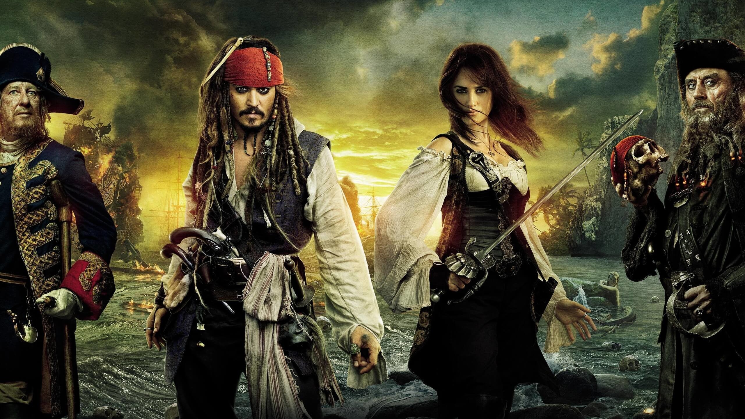 Pirates of the Caribbean: On Stranger Tides Characters Wallpaper for Social Media YouTube Channel Art
