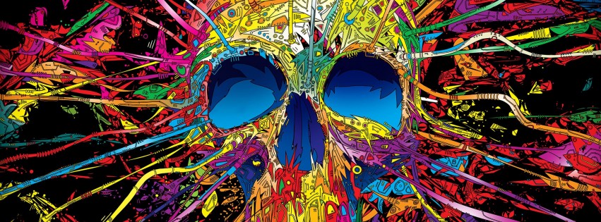 Psychedelic Skull Wallpaper for Social Media Facebook Cover