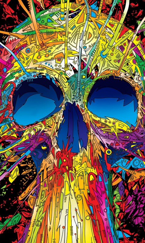Psychedelic Skull Wallpaper for HTC Desire HD
