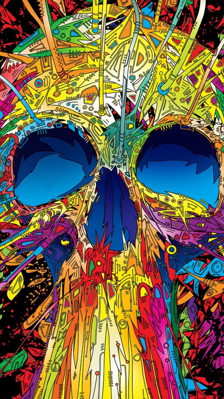 Psychedelic Skull Wallpaper for HTC One mini
