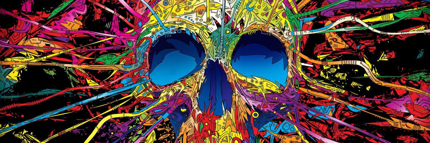 Psychedelic Skull Wallpaper for Social Media Twitter Header