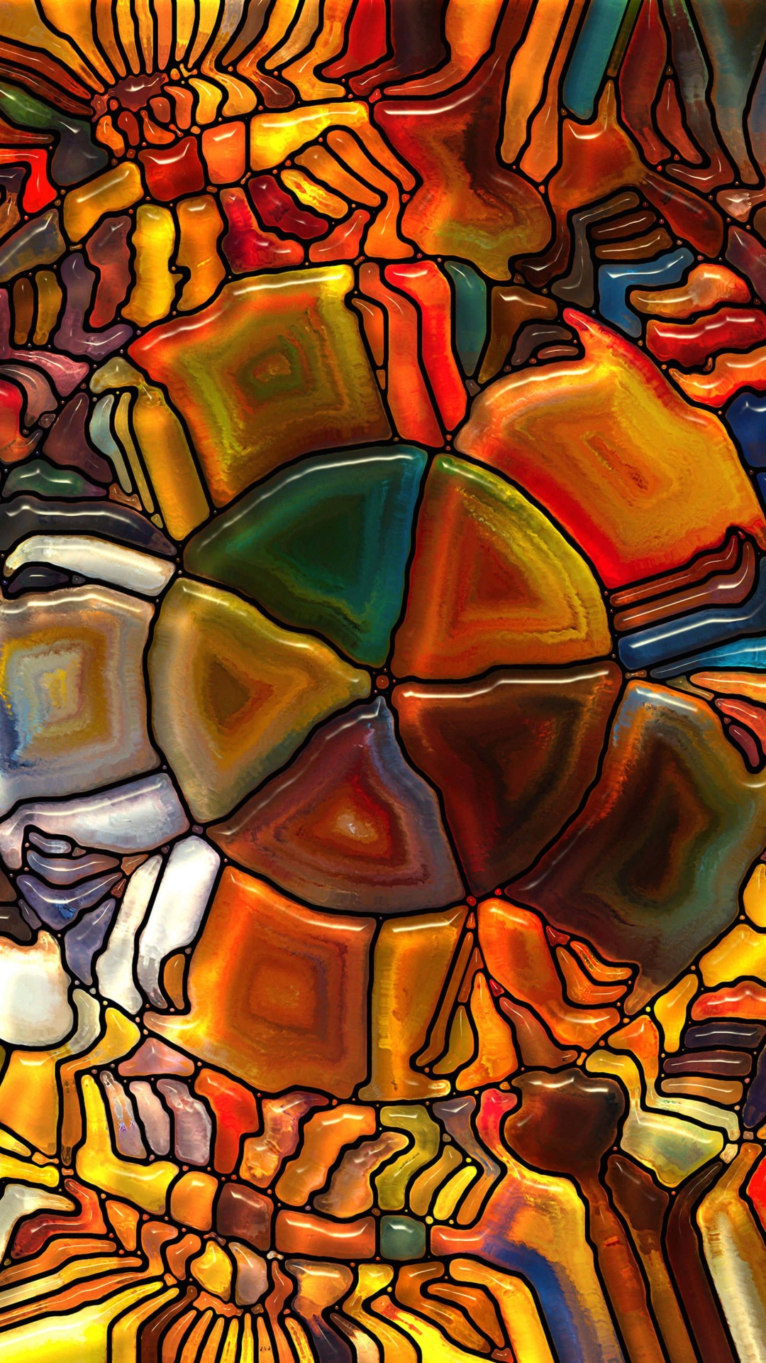Psychedelic Stained Glass Wallpaper for HTC One
