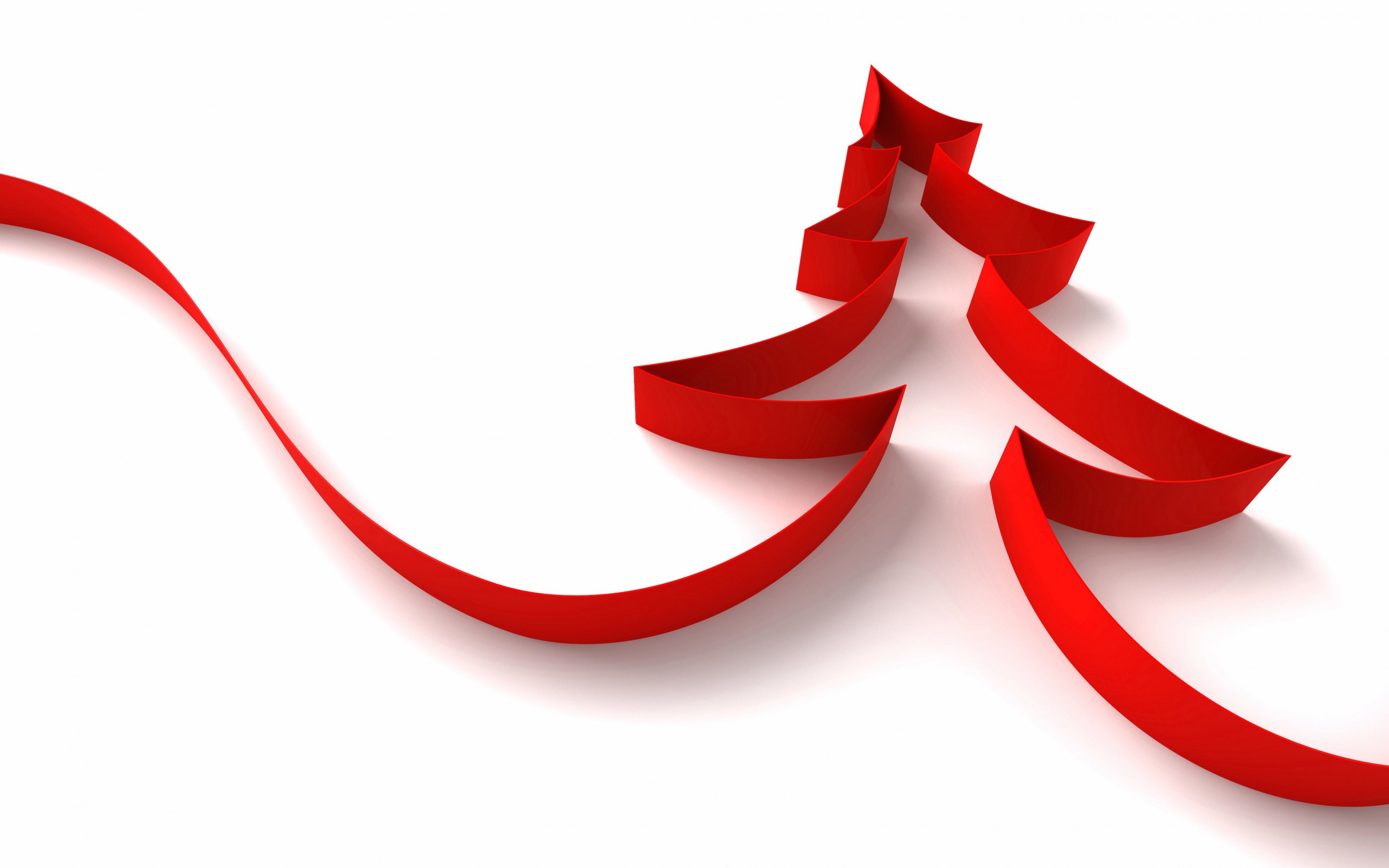 Red Ribbon Christmas Tree Wallpaper for Desktop 2880x1800