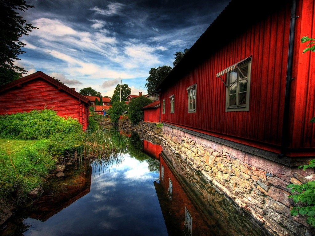 Red Village, Norberg, Sweden Wallpaper for Desktop 1024x768