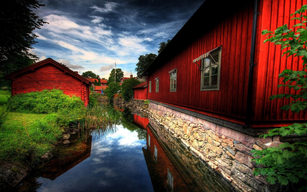 Red Village, Norberg, Sweden Wallpaper for Desktop 1280x800