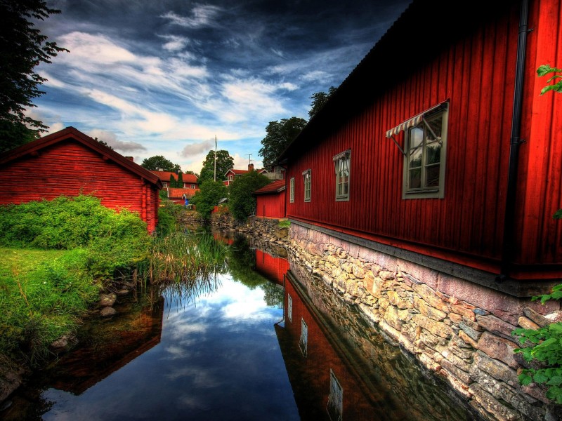 Red Village, Norberg, Sweden Wallpaper for Desktop 800x600