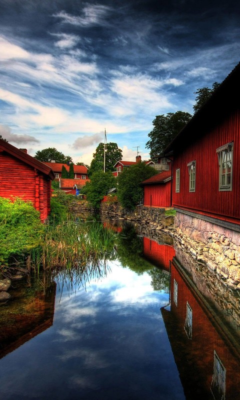 Red Village, Norberg, Sweden Wallpaper for SAMSUNG Galaxy S3 Mini