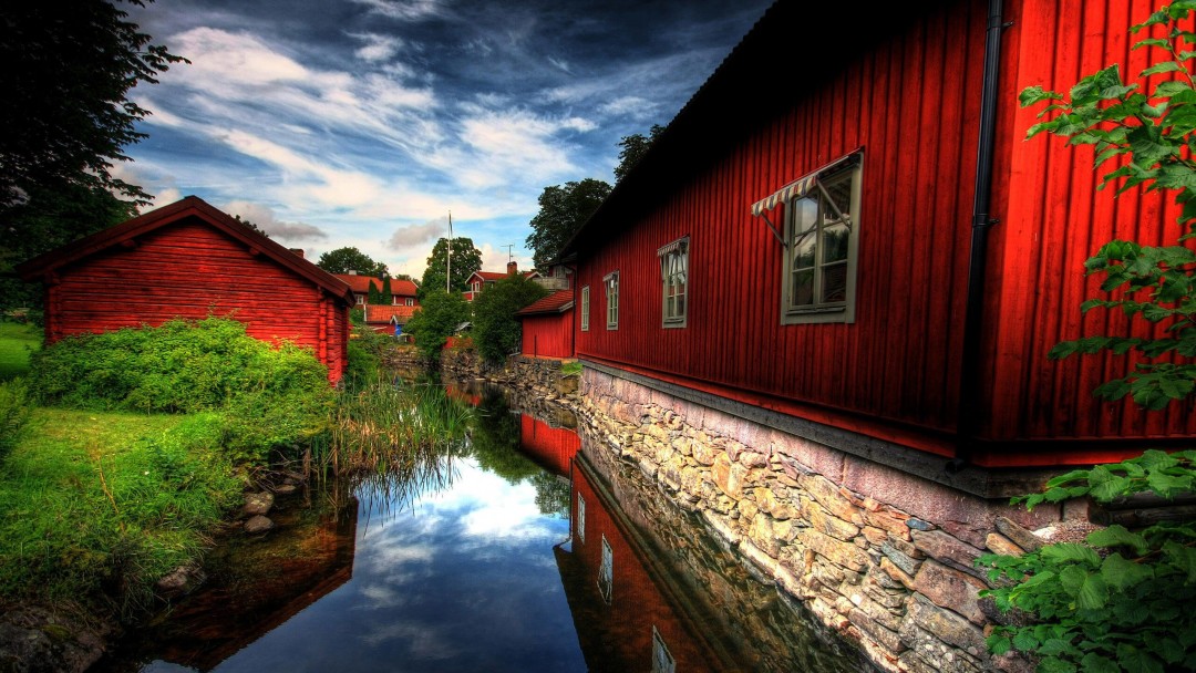 Red Village, Norberg, Sweden Wallpaper for Social Media Google Plus Cover