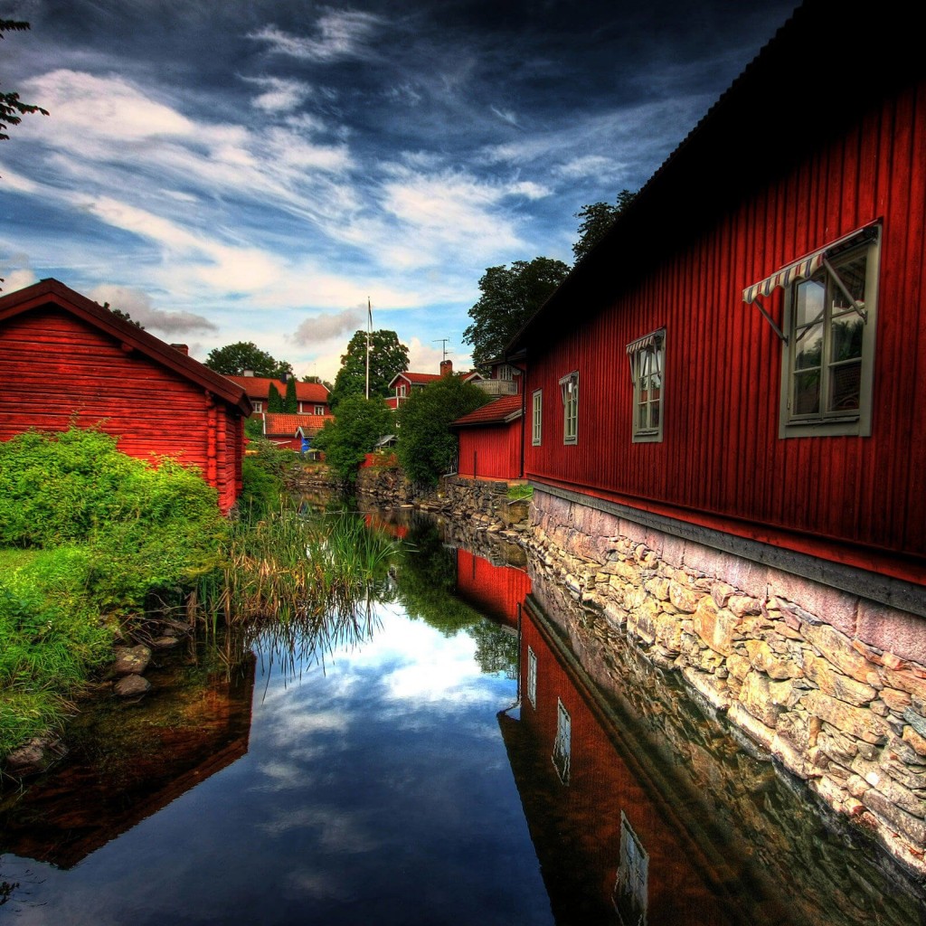 Red Village, Norberg, Sweden Wallpaper for Apple iPad
